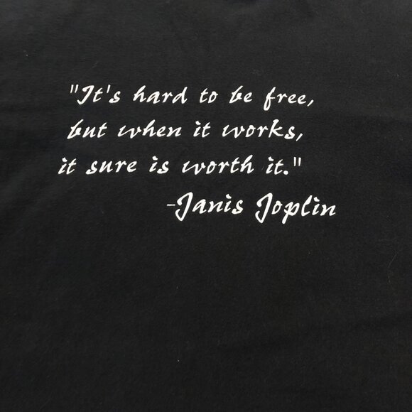 Vintage Janis Joplin Anvil T-Shirt L Black Y2K Officially Licensed Product - Picture 8 of 8